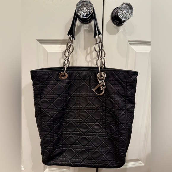 Authentic CHRISTIAN DIOR Cannage Quilted Large Soft Lady Dior Tote - Picture 1 of 9